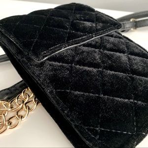 Quilted Velvet Crossbody Phone Bag